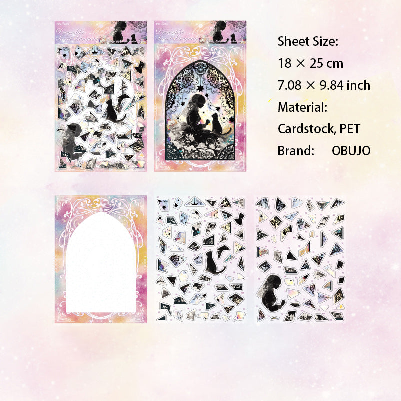 Vintage Cat Diy Puzzle  Stickers LGAY