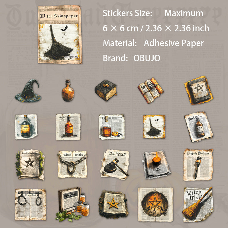 20 Pcs Dark Magic Newspaper Stickers MBBK