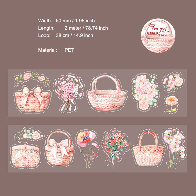 1 Roll Flower Basket PET Stickers Tape CHSJ