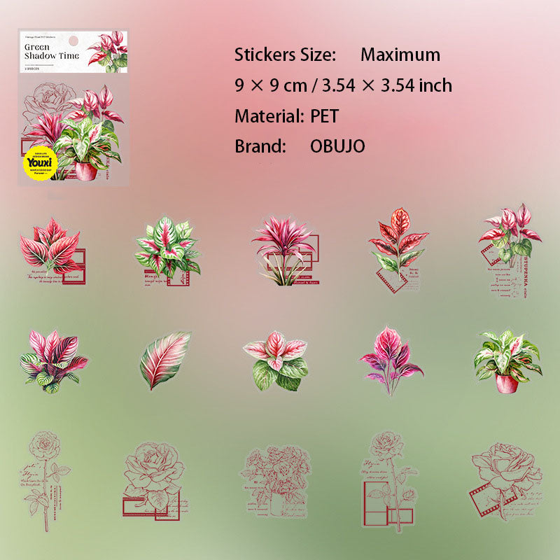 15 Pcs Plant Leaf PET Stickers LYSG
