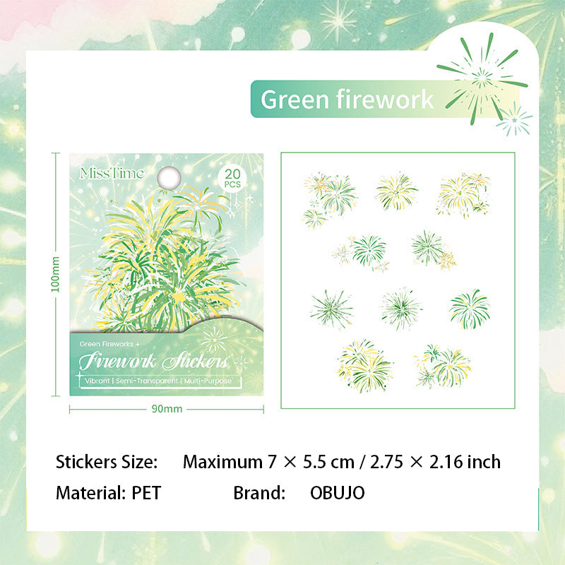 20 Pcs Fireworks PET Stickers YHSS