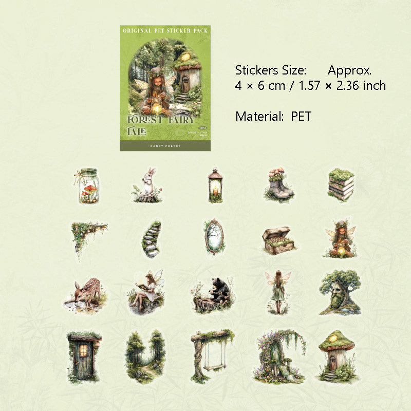 40 Pcs Fantasy Forest PET Stickers SLHX