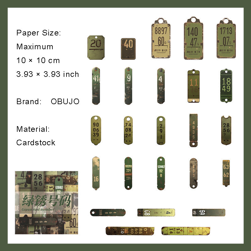 25 Pcs Vintage Number Label Cardstock Paper SZJG