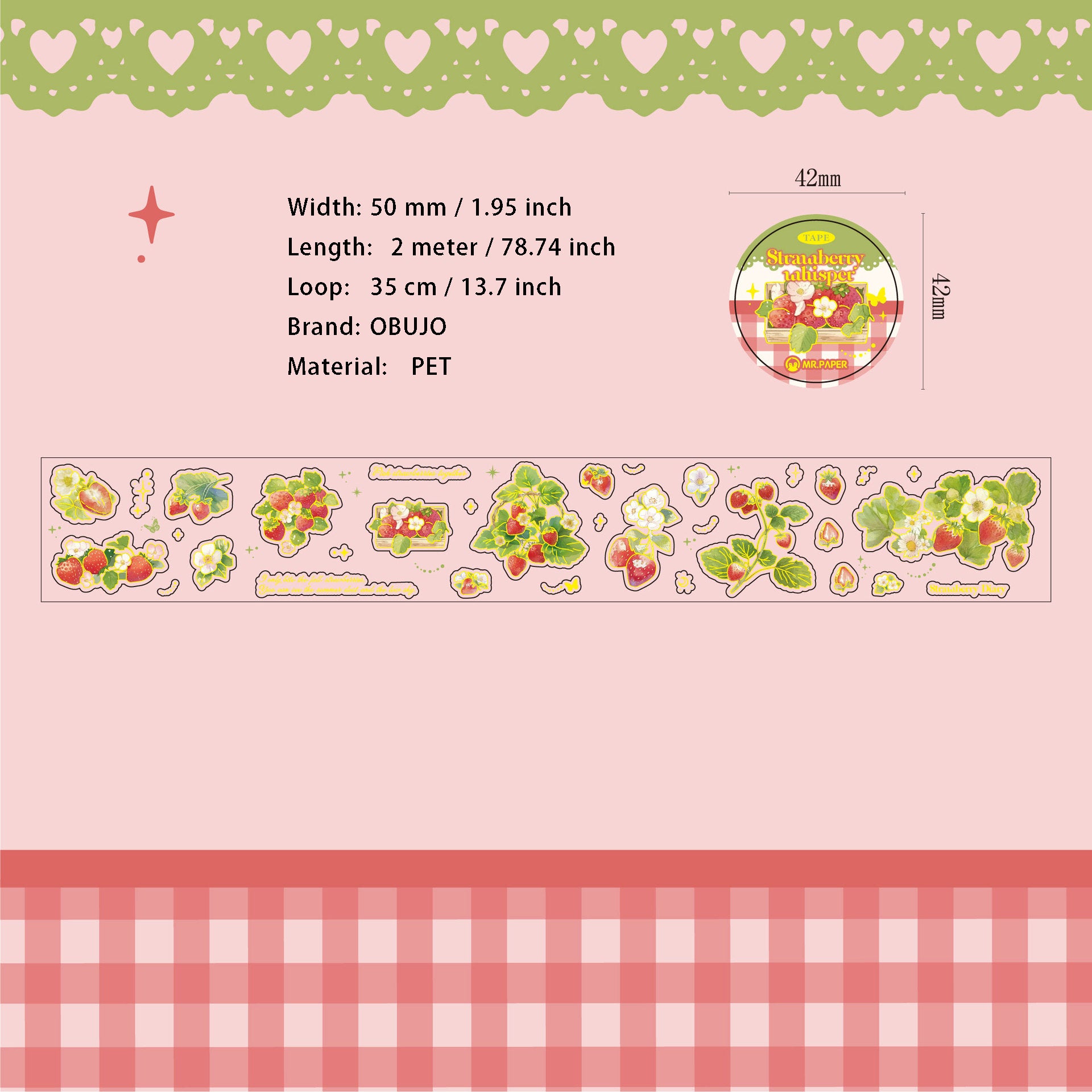 1 Roll Fruit PET Stickers Tape LMGW