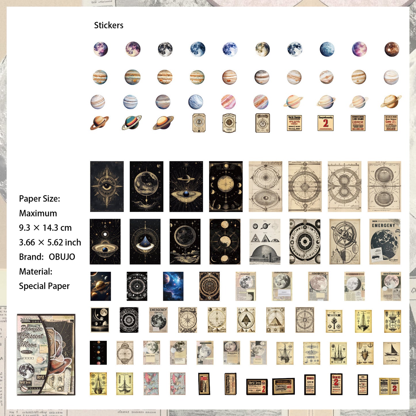 200 Pcs Vintage Junk Journal Stickers and Paper Kit for Starter YXMX