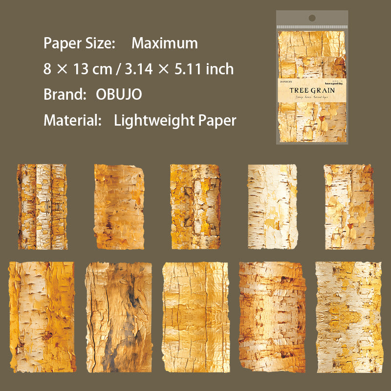 20 Sheets Tree Bark Texture Journal Paper SWYJ