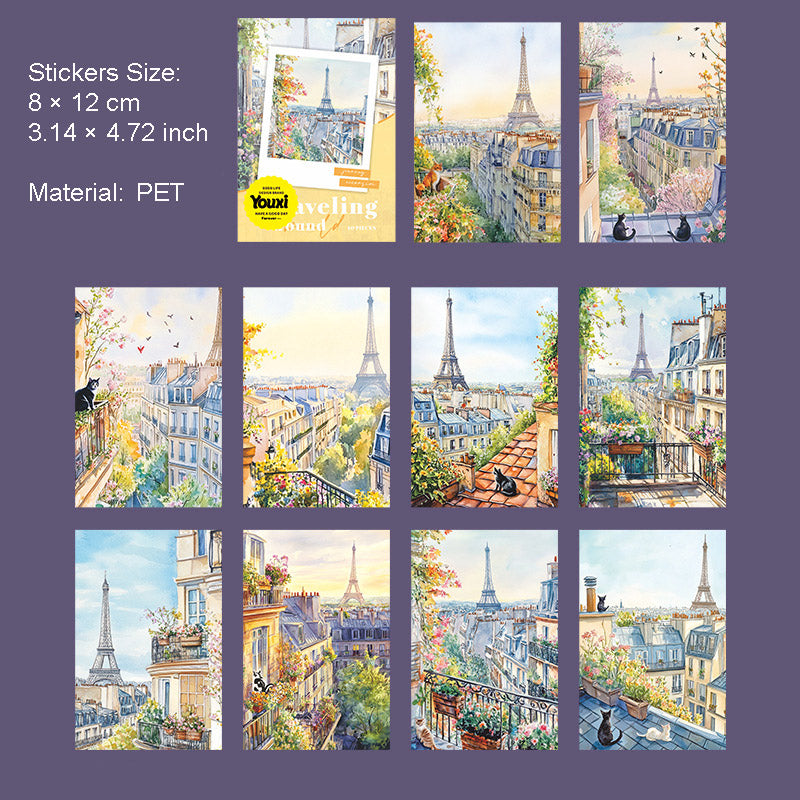 21 Pcs Travel Scrapbook Background Stickers HYSJX