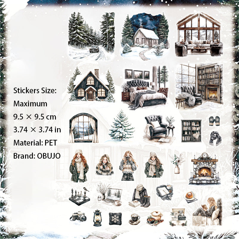 20 Pcs Cozy Winter PET Stickers WNSG