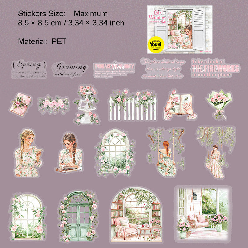 20 Pcs Windows Girl PET Stickers CTWSN