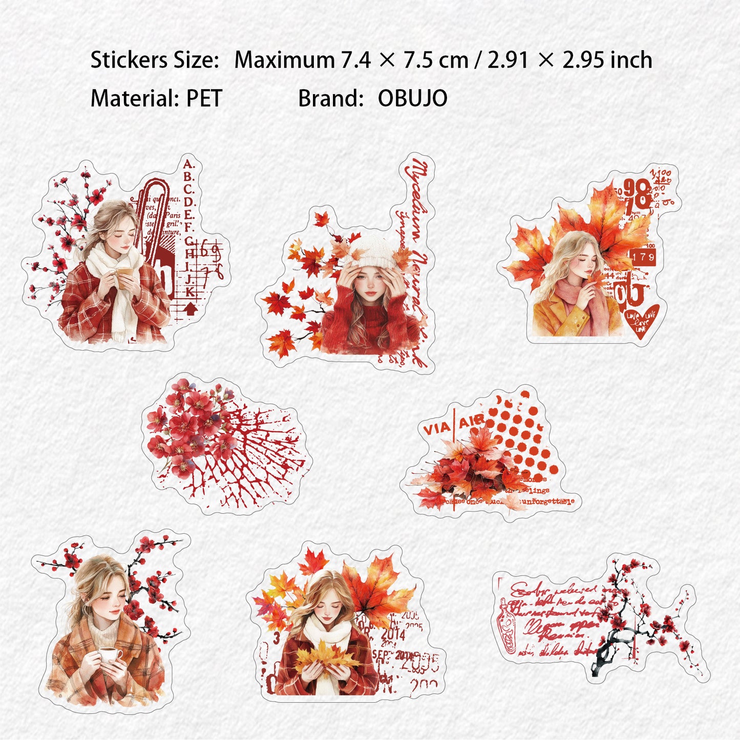 16 Pcs Winter Girl PET Stickers DNXL