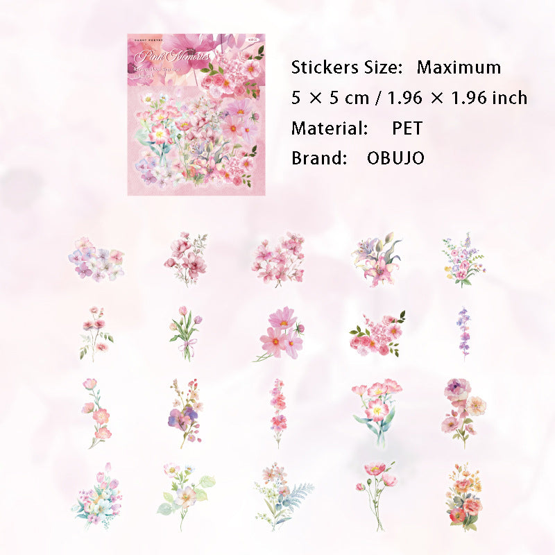 40 Pcs Flower PET Stickers LMHD