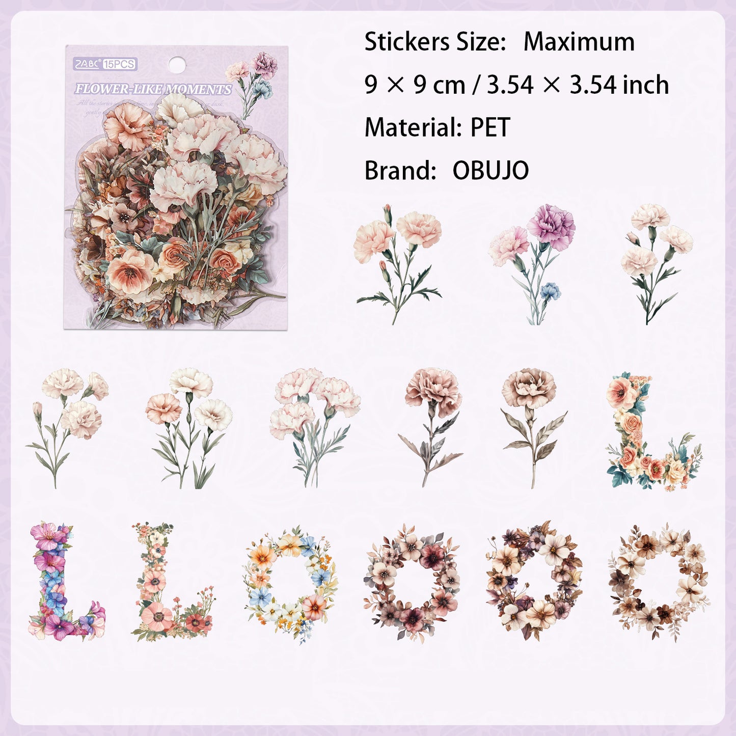 15 Pcs Flowers PET Tape FGHY