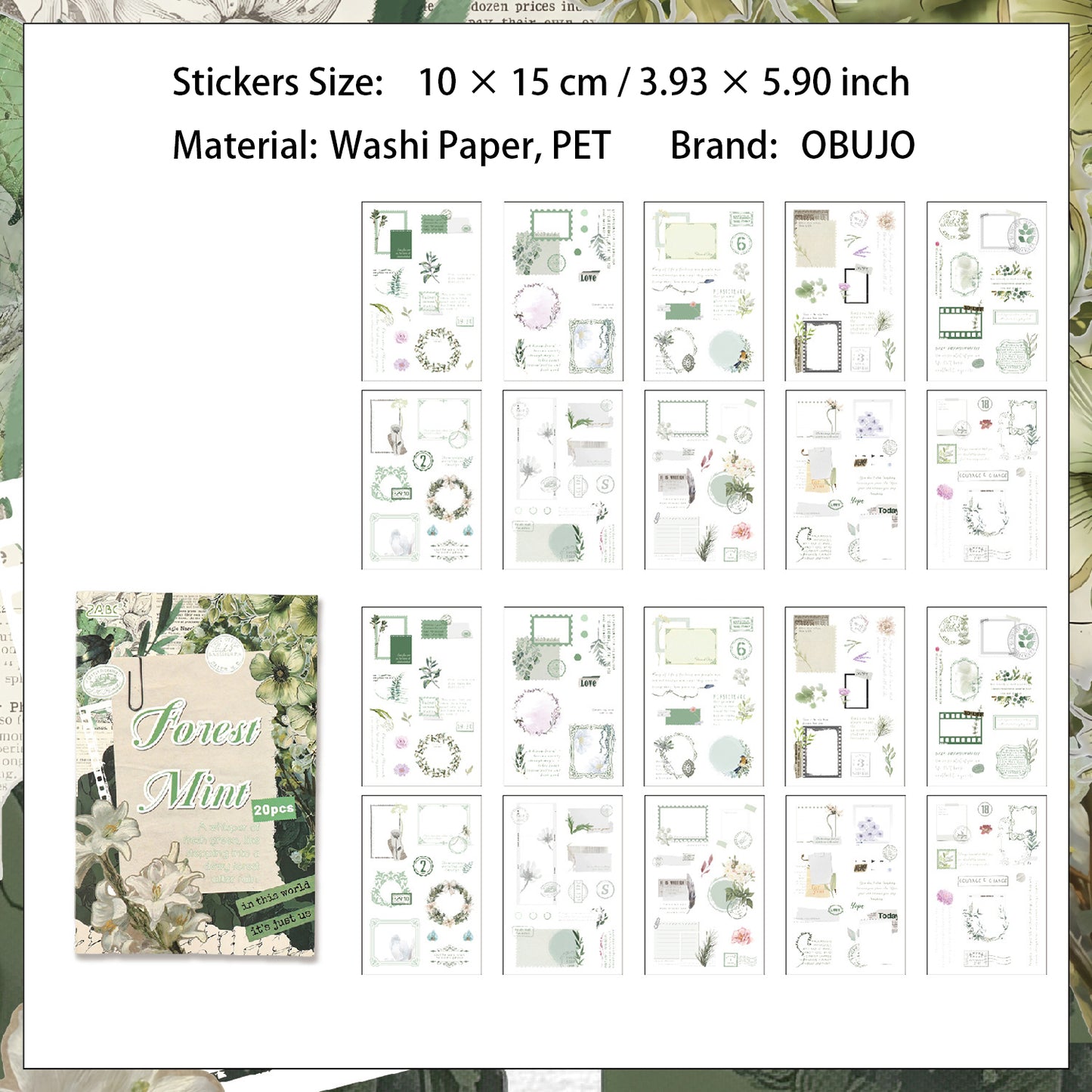 20 Sheets Creative Journal Stickers Book HJYS