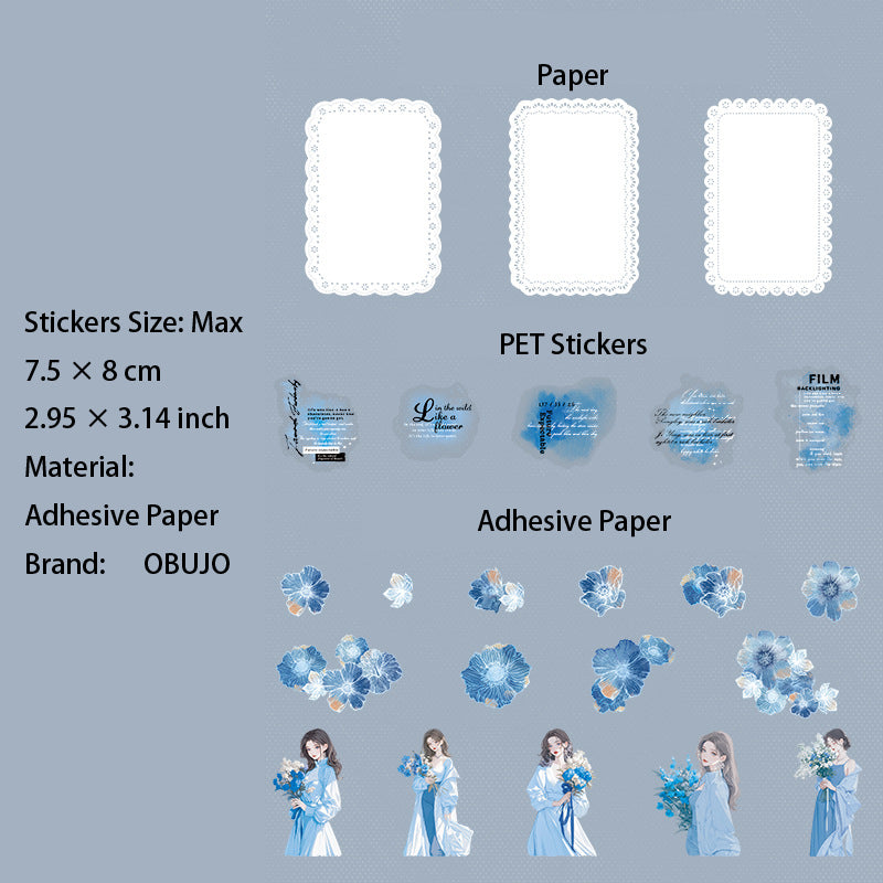 43 Pcs Flower Girl Journal Stickers and Paper Kit FHDX