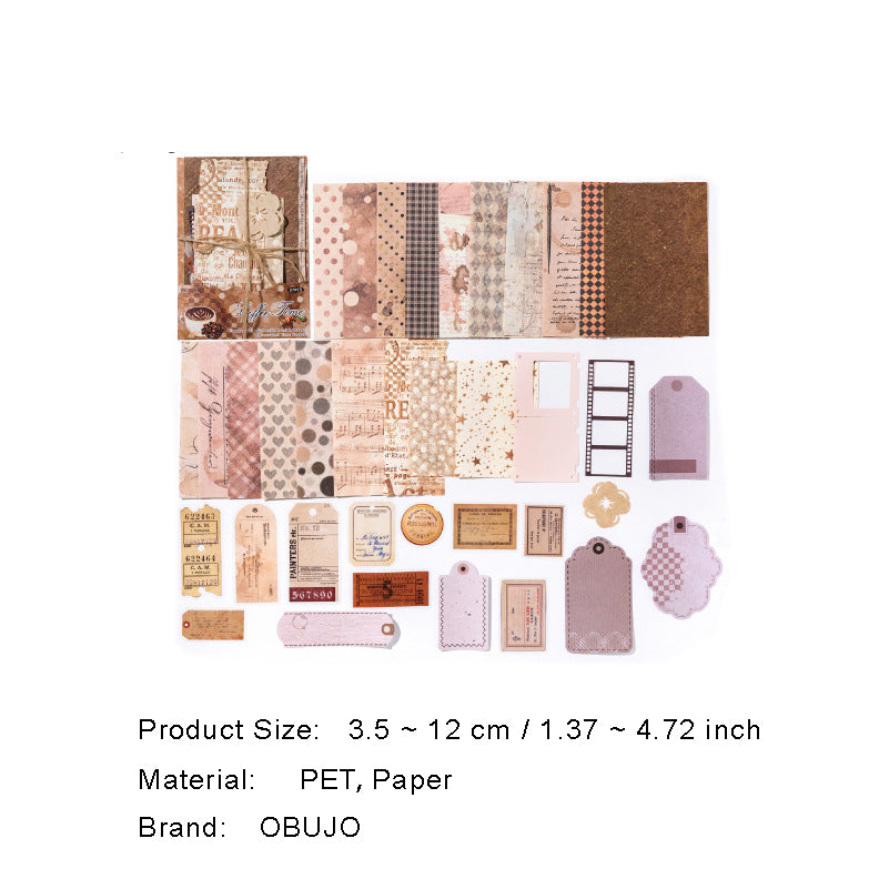 37 Pcs Junk Journal Paper and Stickers Kit FHPZ