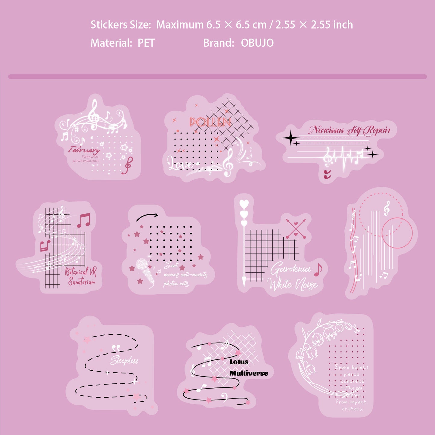 20 Pcs Creative Collage PET Stickers BYXZ