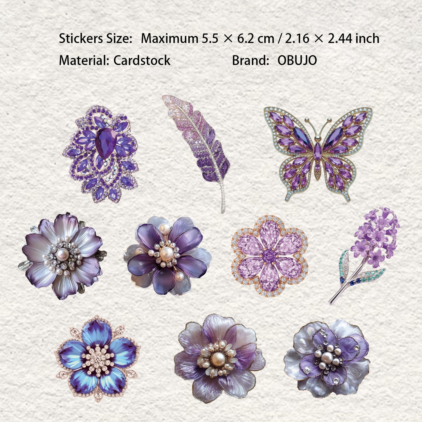 10 Pcs Crystal Jewelry Themed Cardstock Stickers JSXL