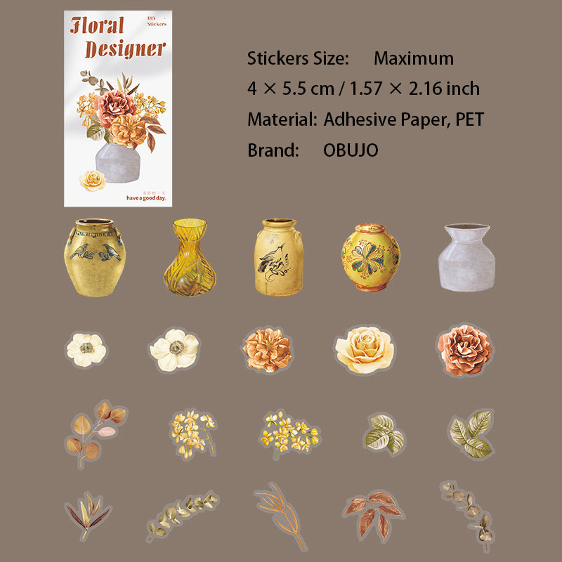 20 Pcs Flower Vase PET Stickers ZYHYS