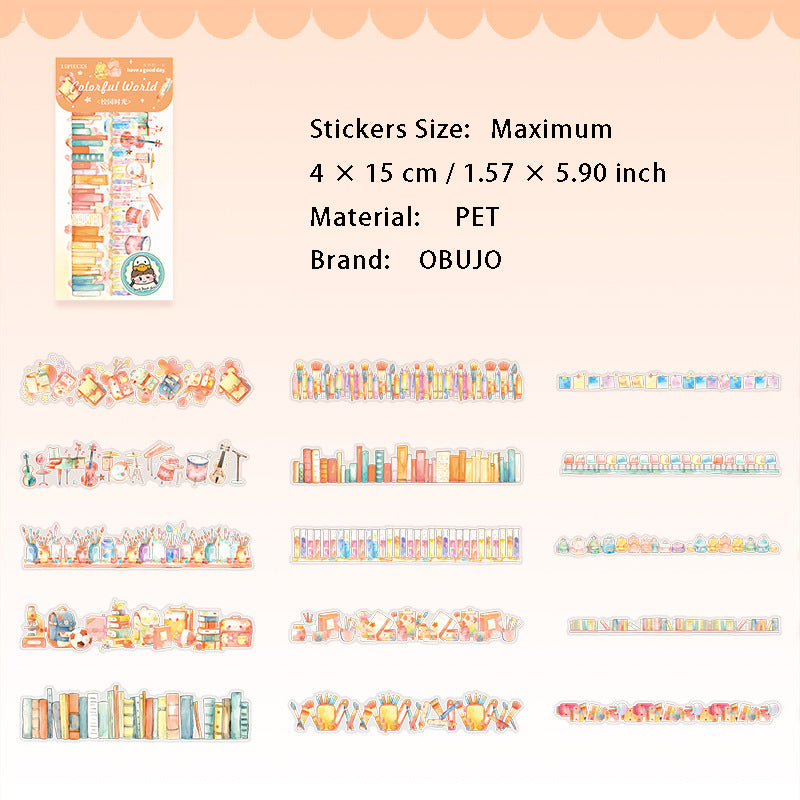 15 Pcs Creative Cute PET Stickers KAQML