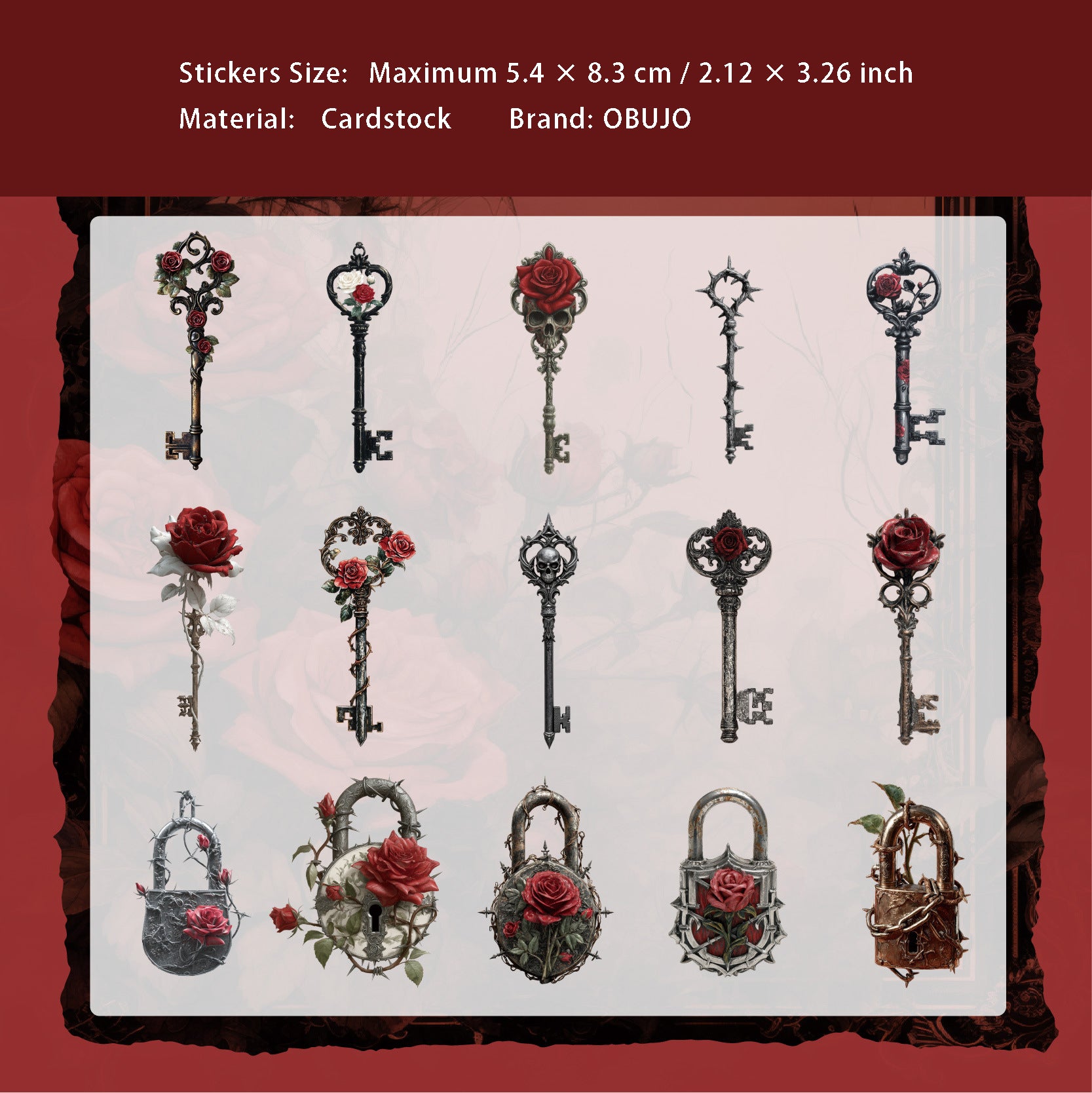 30 Pcs Key Lock Cardstock Stickers SYXL