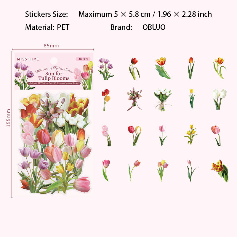 40 Pcs Flower Botanical PET Stickers ZRXY