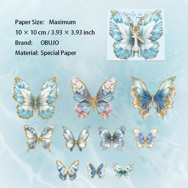 10 Pcs Gold Foil Butterfly Stickers SZD