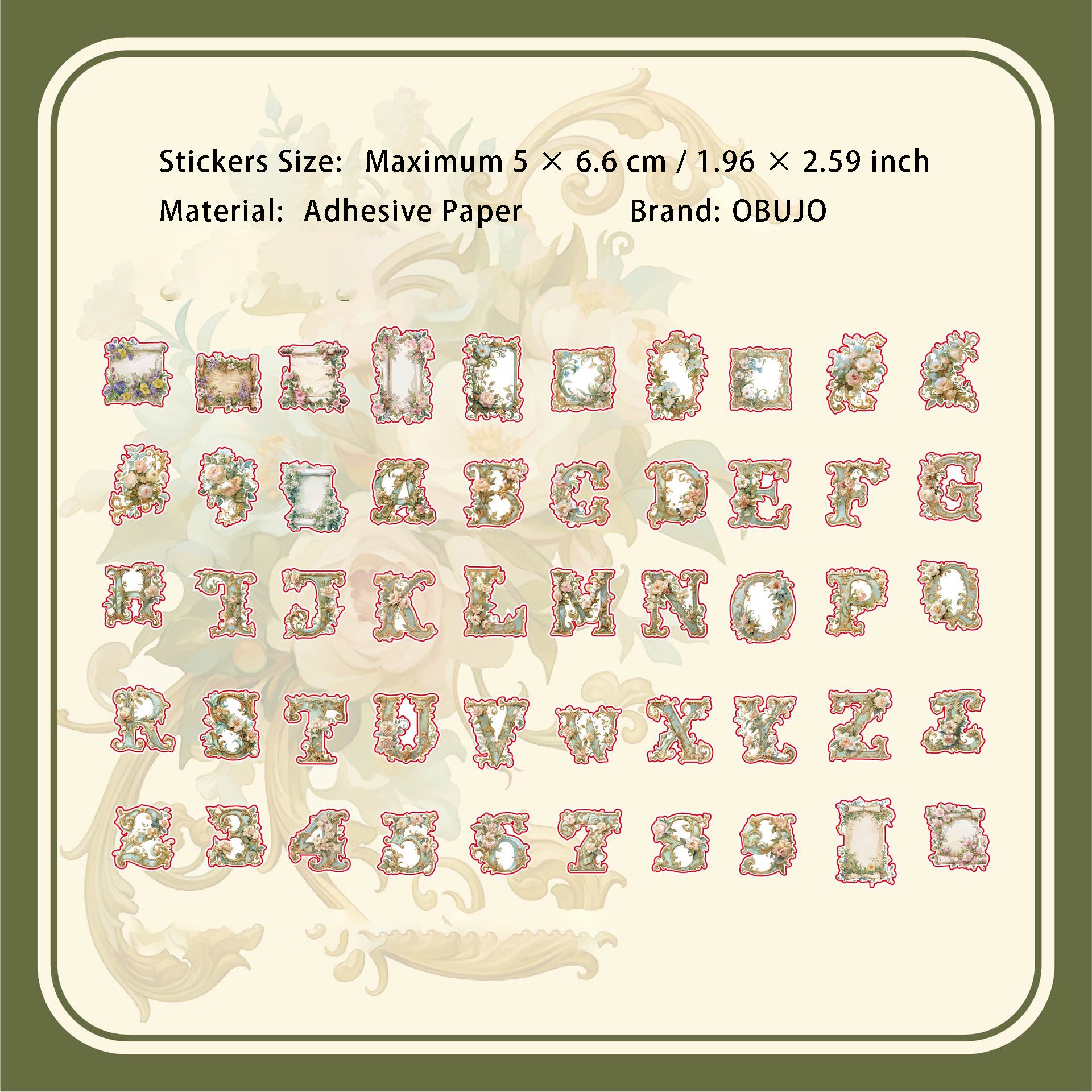 100 Pcs Floral Letter Stickers DYZY