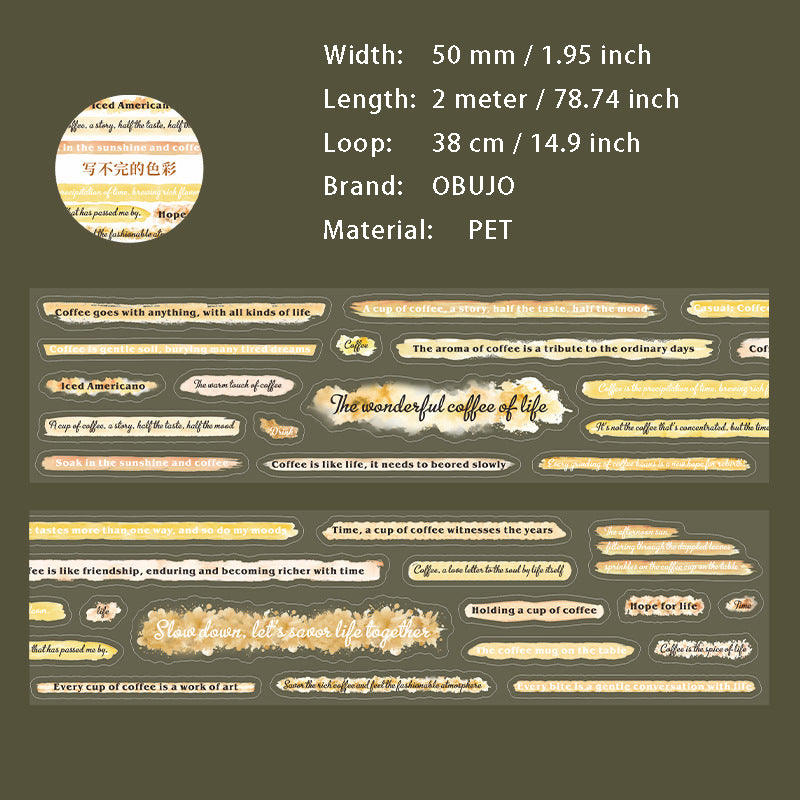 1 Roll Watercolor Quote PET Stickers Tape XBWSC