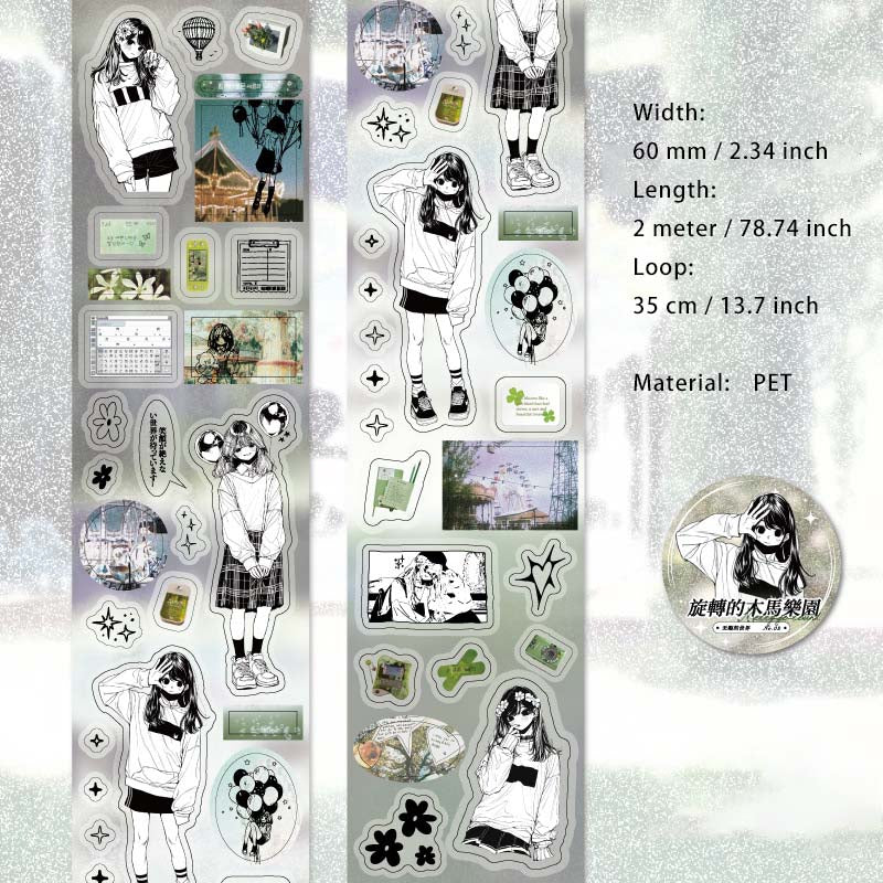 1 Roll Comic Girl PET Stickers Tape WXDSJ