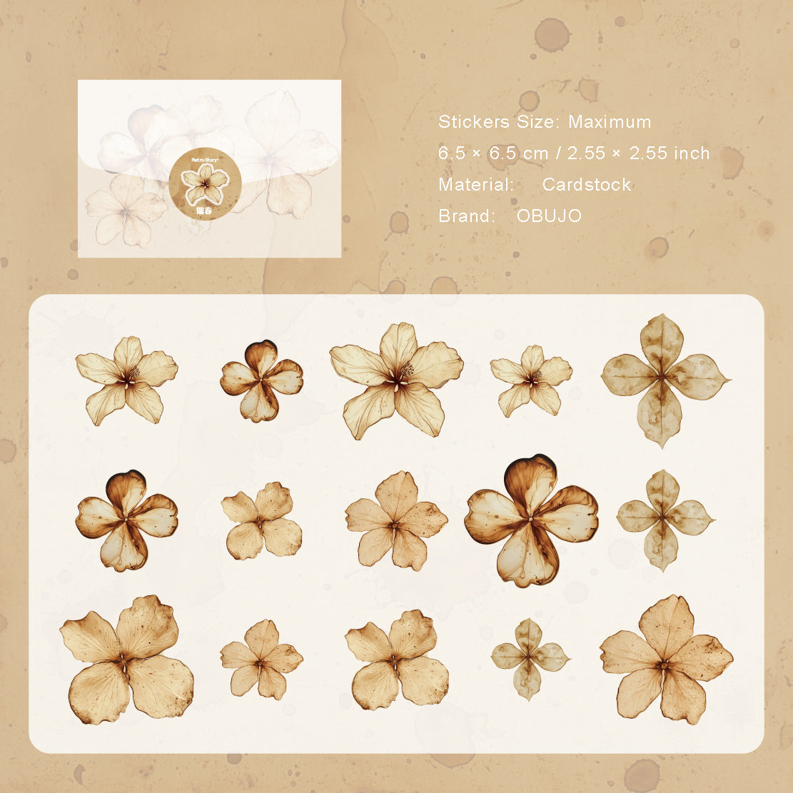 15 Pcs Autumn Pressed PET Stickers KZXL