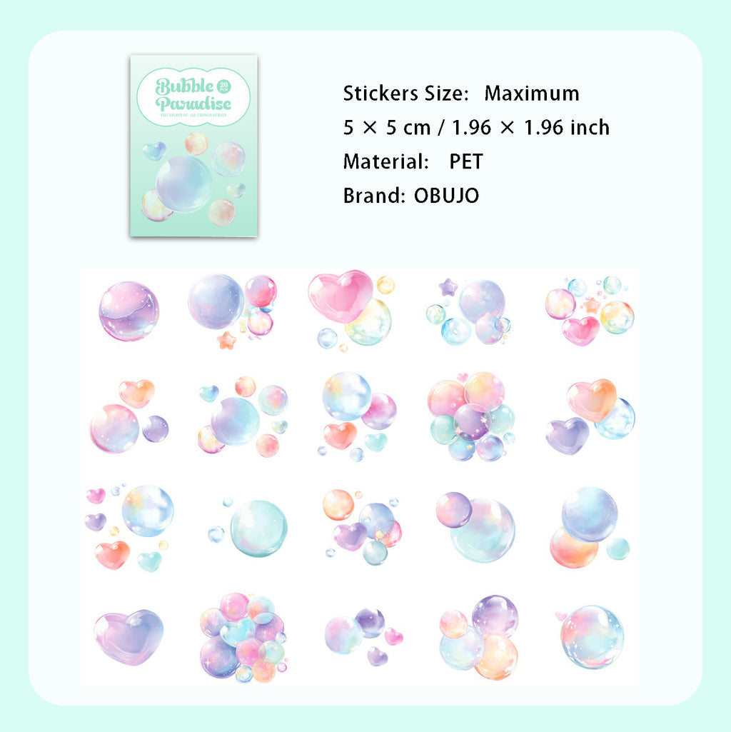 20 Pcs Fantasy Bubble PET Stickers MHPP