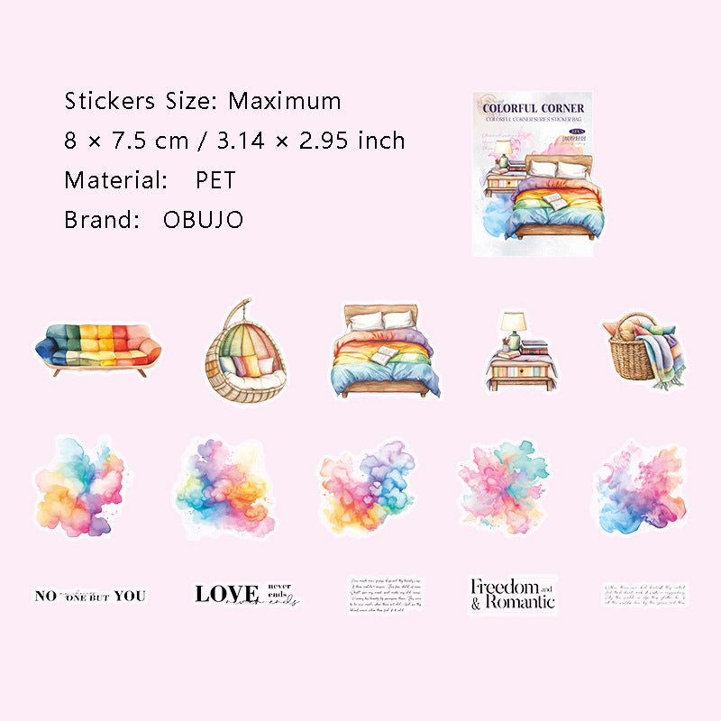 30 Pcs Watercolor Furniture Quote PET Stickers BLJL