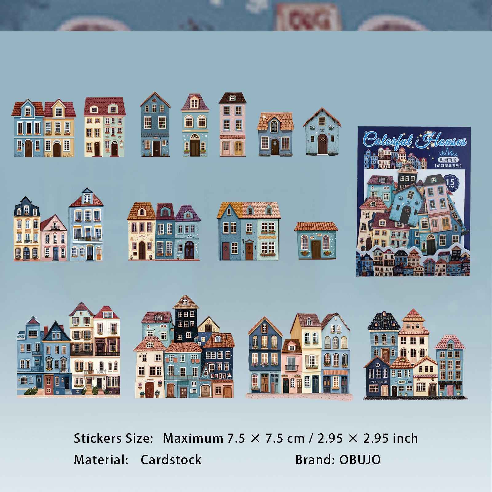15 Pcs House Cardstock Stickers HCWJ