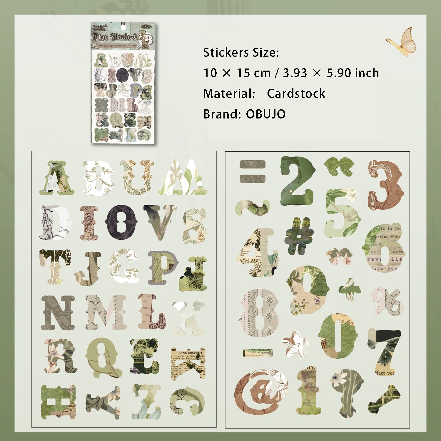 2 Sheets Vintage Alphabet Letter Stickers HYYWG