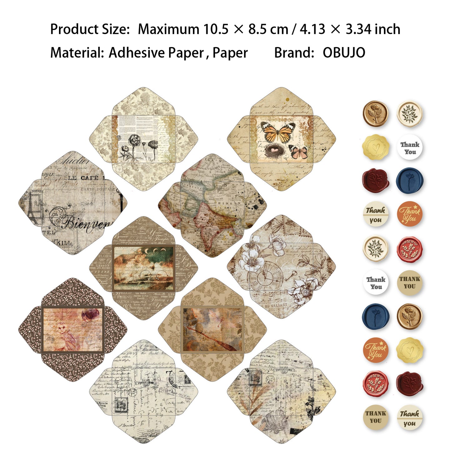 40 Pcs Floral Envelope and Wax Seal Stickers XFZY