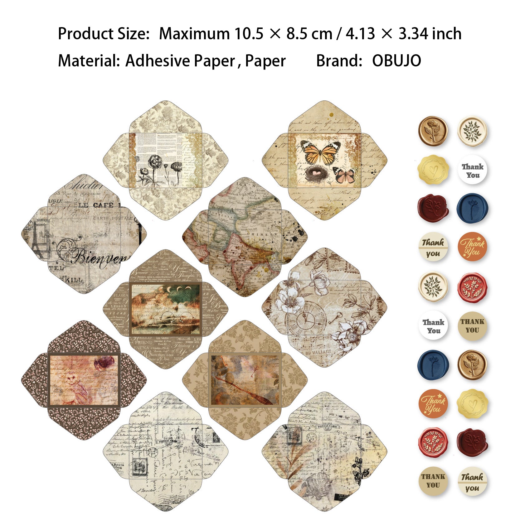 40 Pcs Floral Envelope and Wax Seal Stickers XFZY