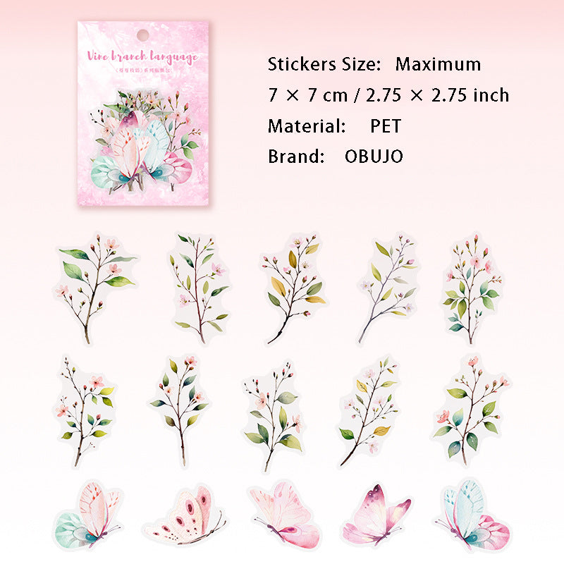 30 Pcs Branches PET Stickers MMZY