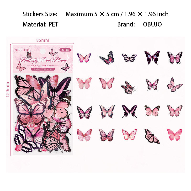 40 Pcs Butterfly PET Stickers DCJL