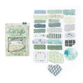 50 Pcs Japanese Vintage Hand-Torn Washi & Linen Stickers - Forest Green
