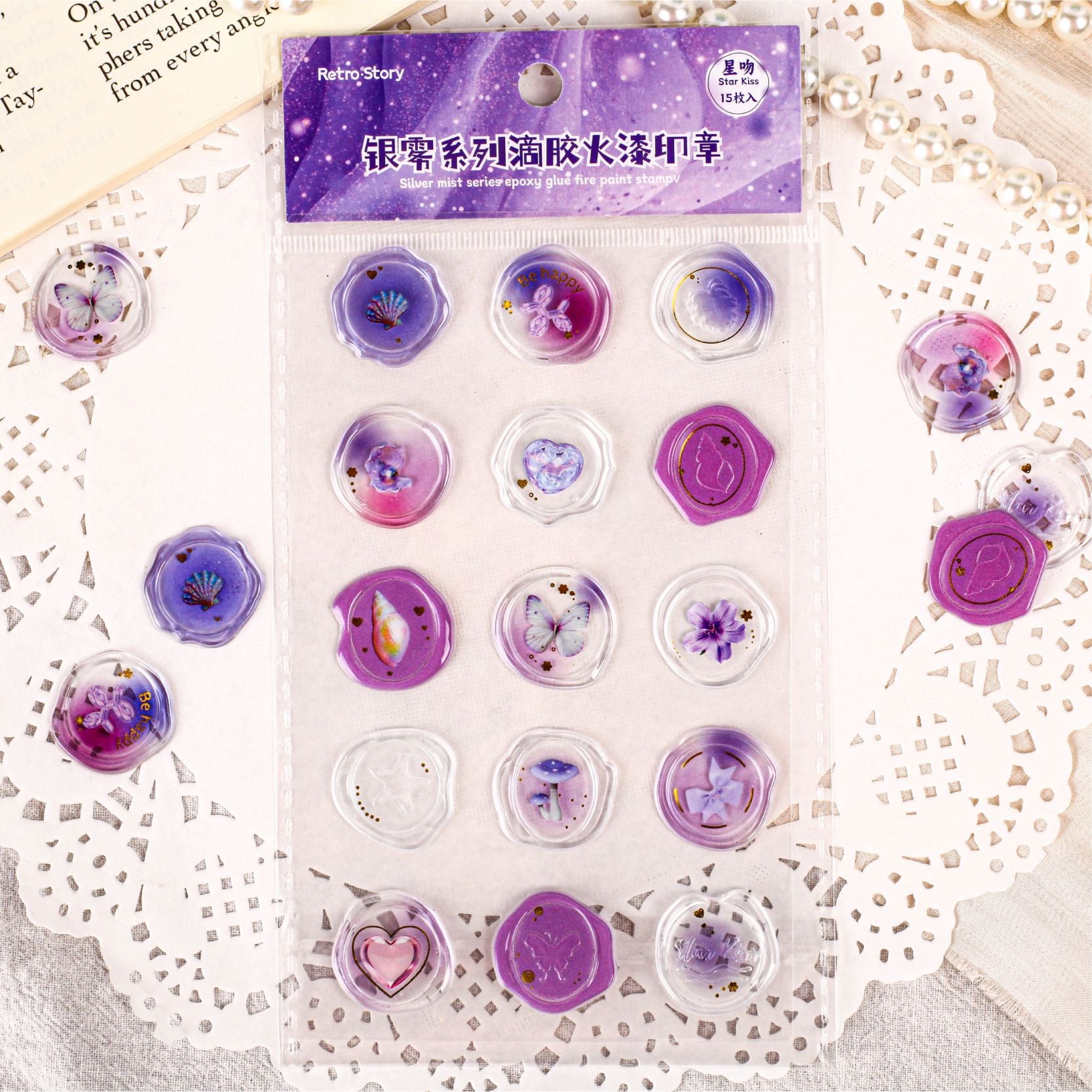 15 Pcs Epoxy Glue Wax Seal Stickers YWXL