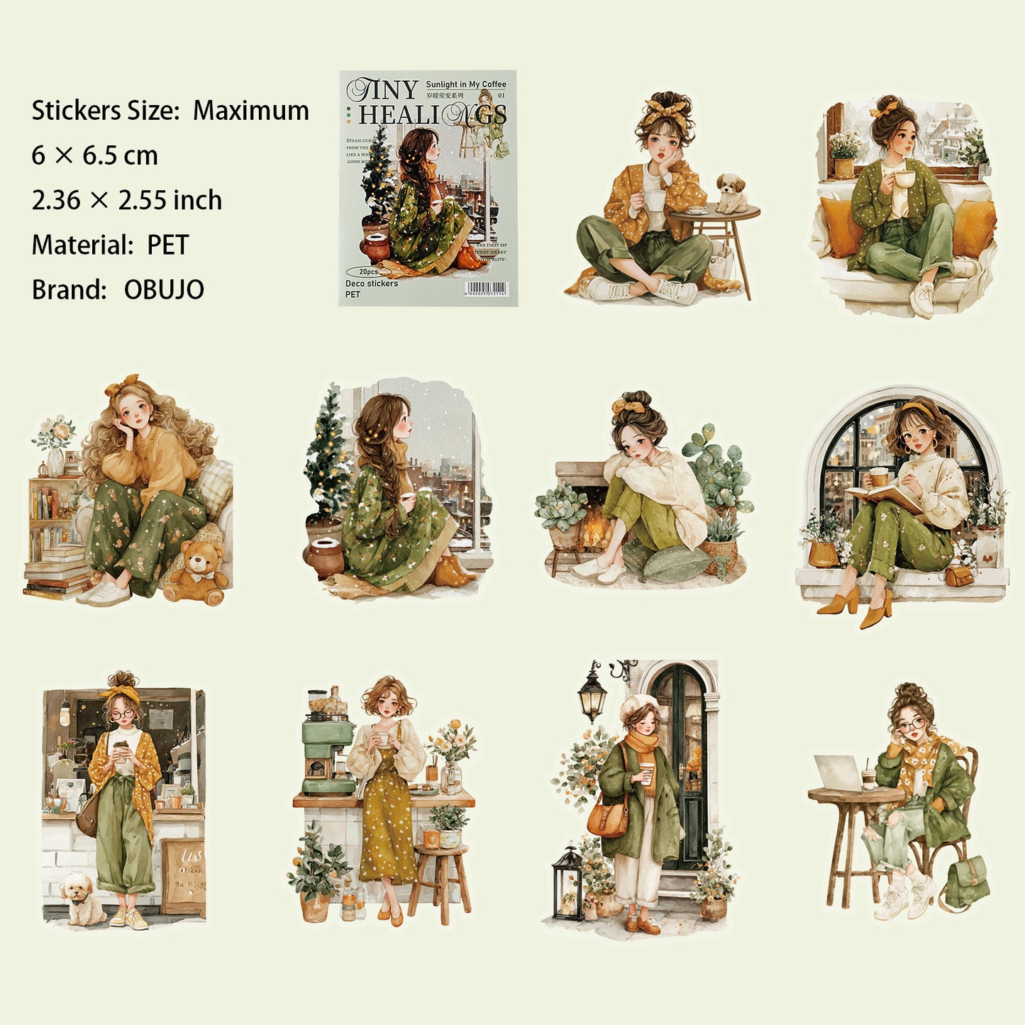 20 Pcs Girl Lifestyle PET Stickers SNCA