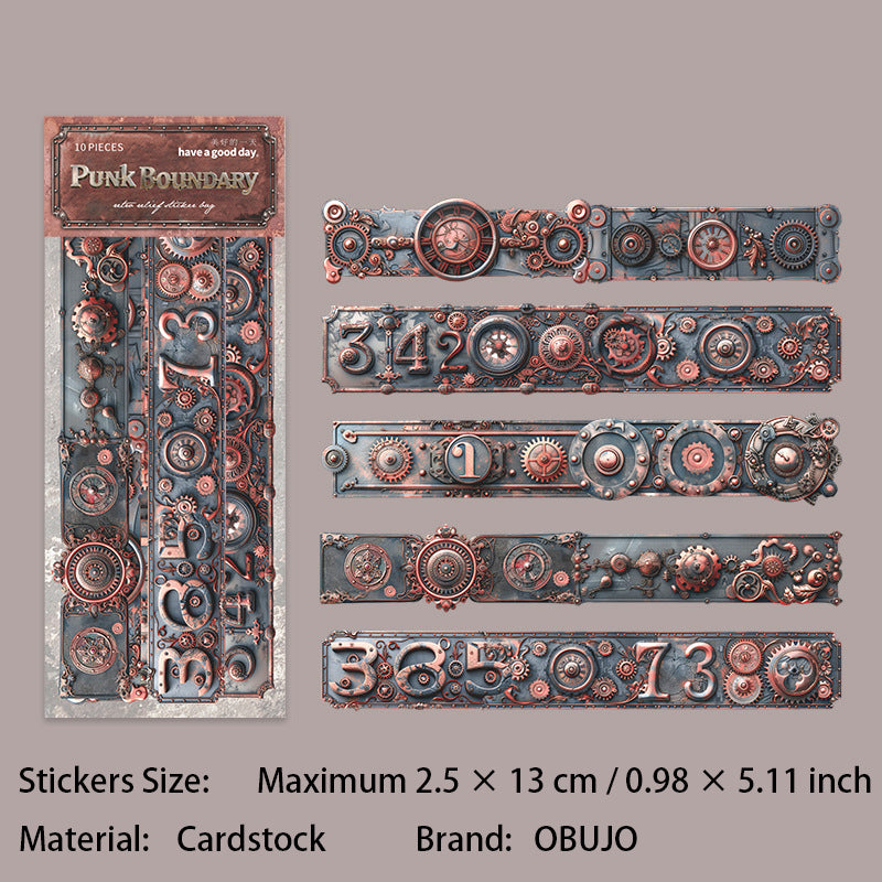 10 Pcs Punk Themed Cardstock Stickers PKBJ