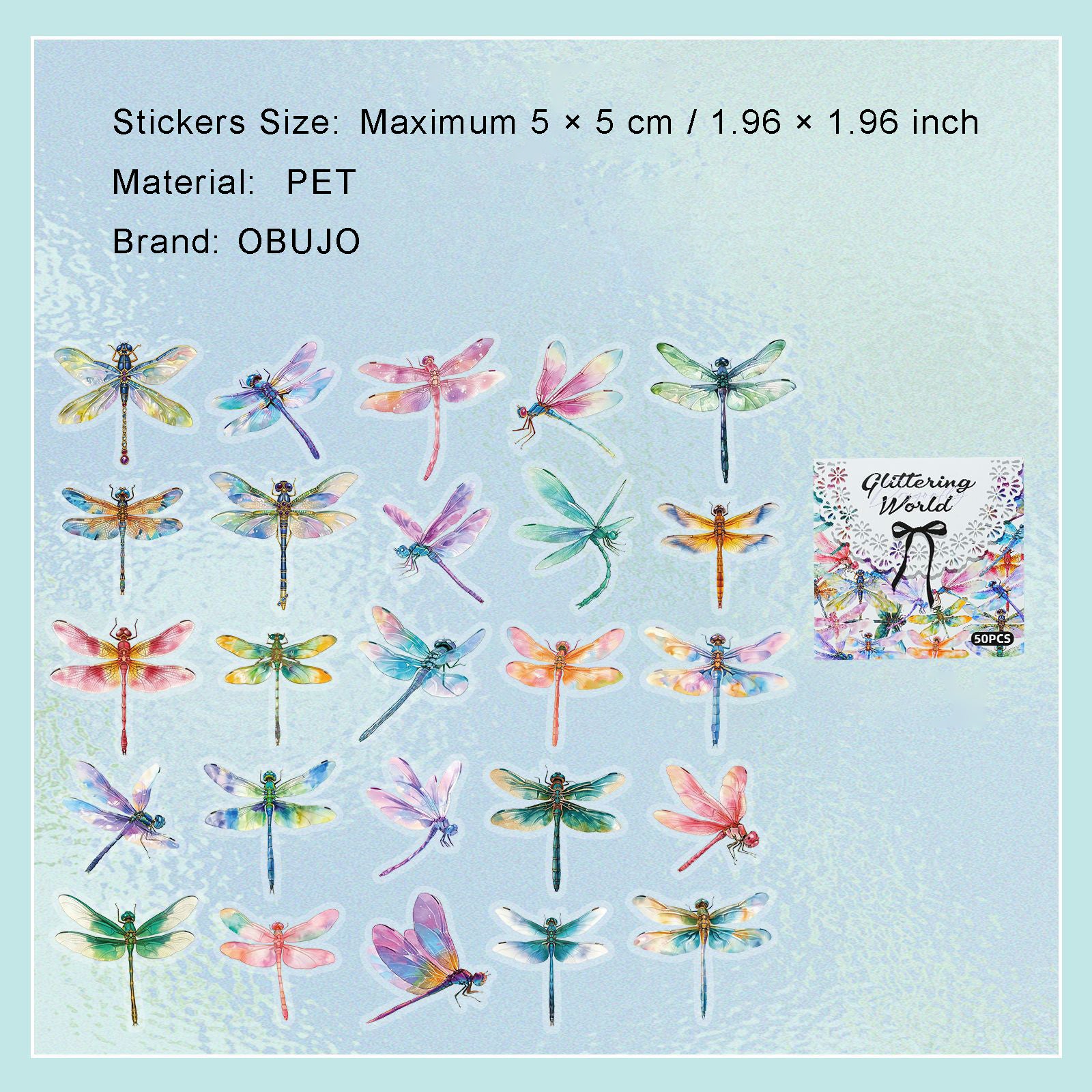 50 Pcs Nature Theme PET Stickers BLSJ