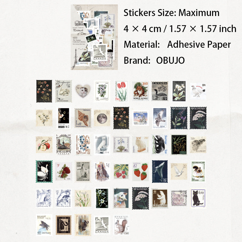 100 Pcs Vintage Natural Post Stamp Stickers YPSCJ