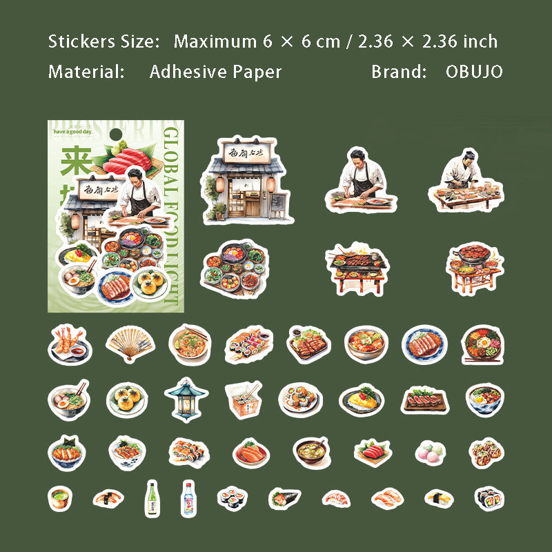 40 Pcs Global Food Stickers HQSGSP