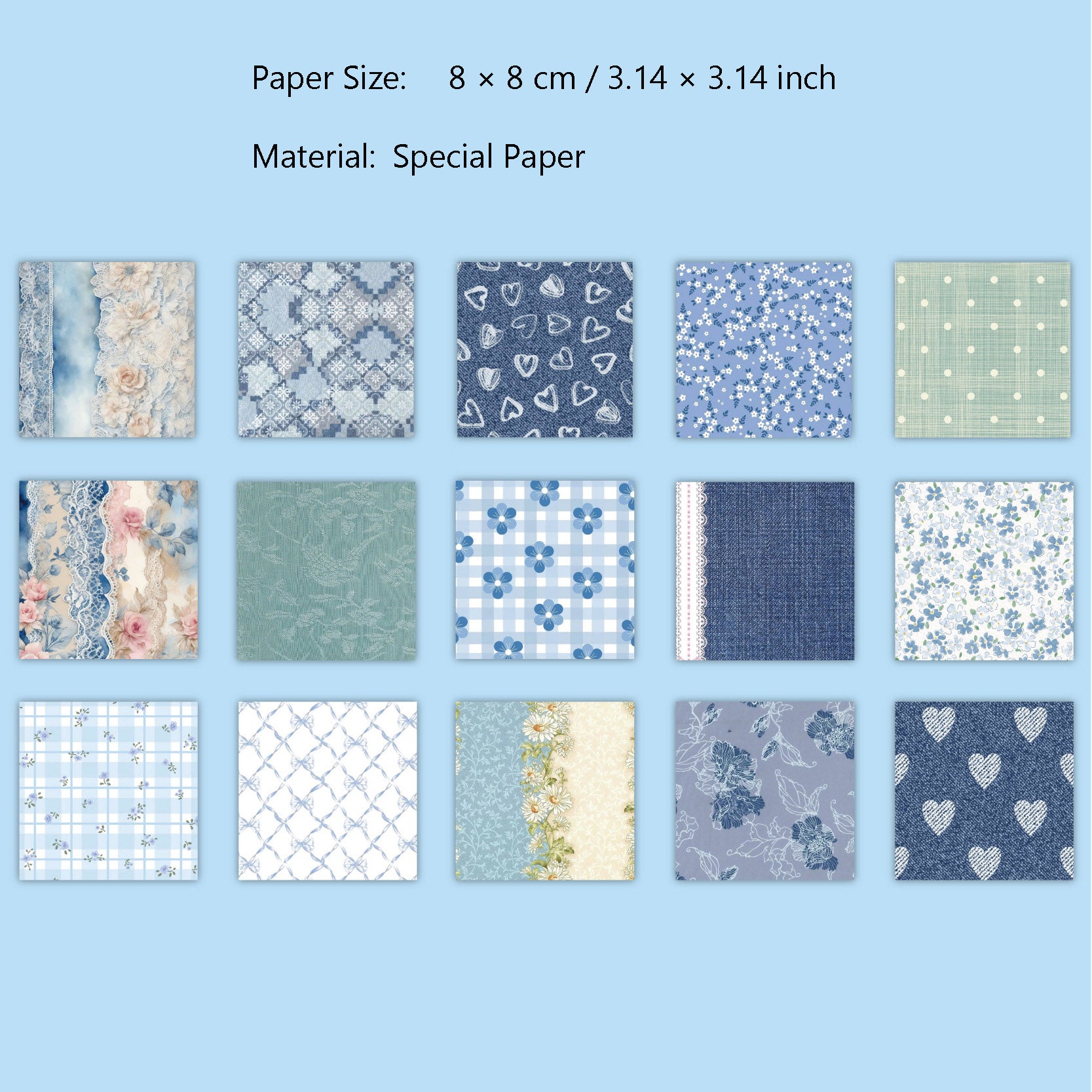 30 Pcs Floral Grid Basic Scrapbook Paper BWZX