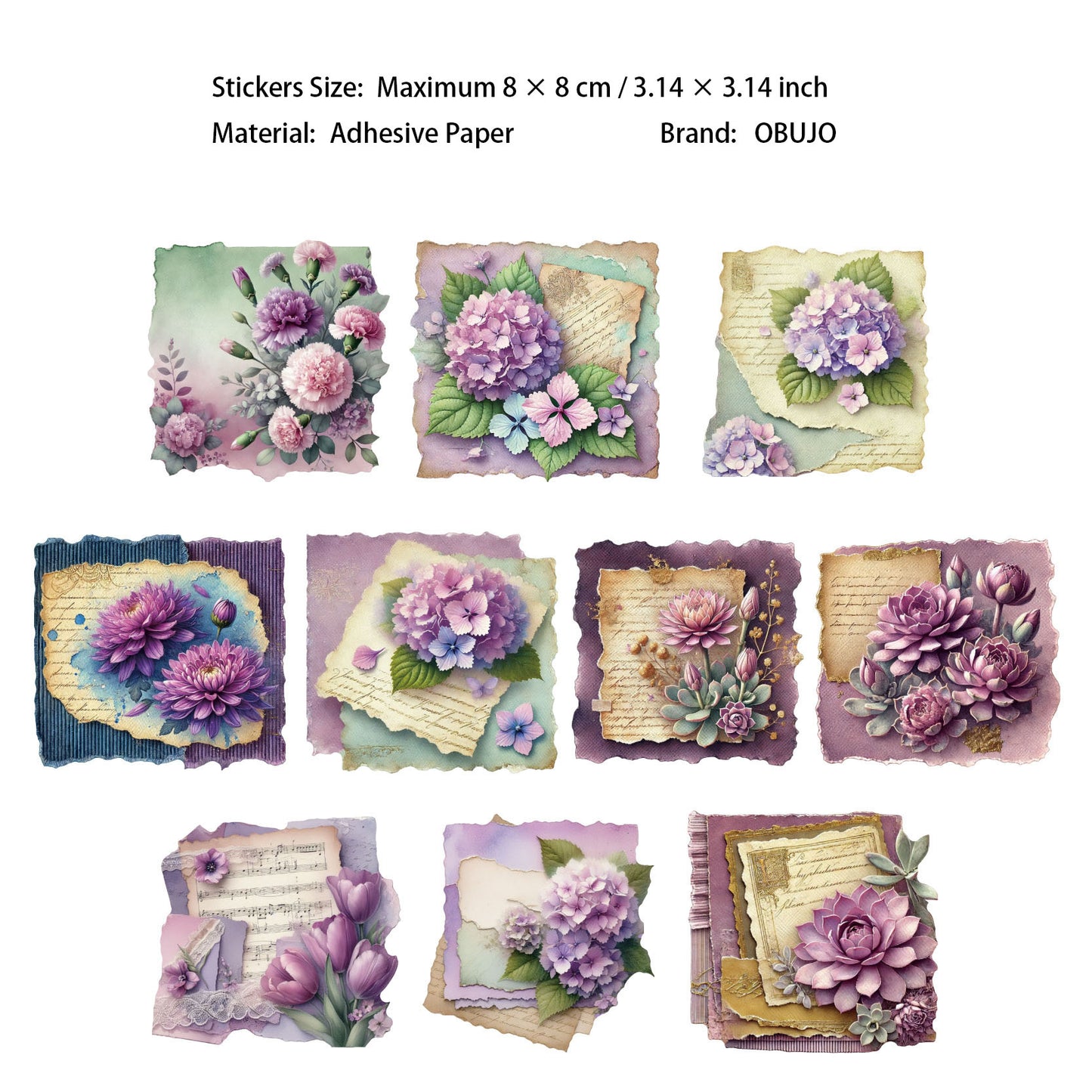 20 Pcs Vintage Flower Journal Paper BQDX