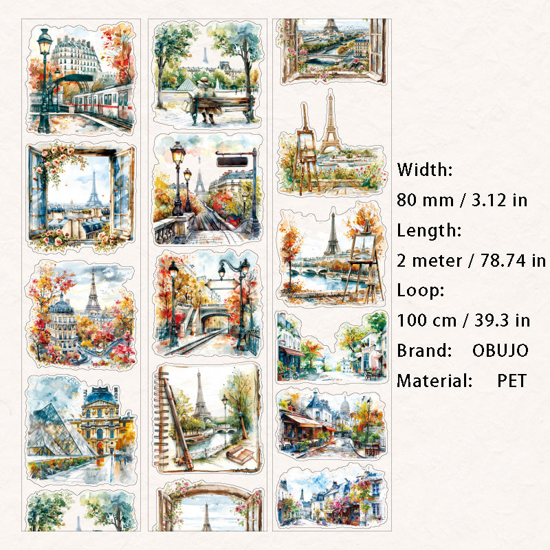 1 Roll Travel Landscape PET Stickers Tape SJBJ