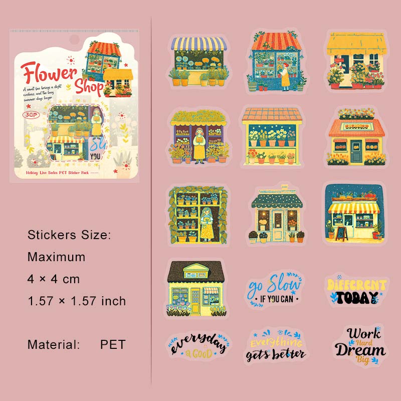 30 Pcs Cartoon Drawing PET Stickers JQSK