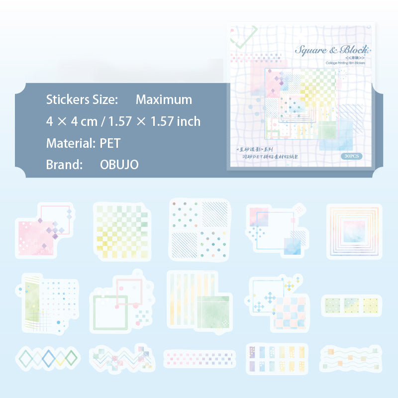 30 Pcs Geometry Themed Journal Stickers XSLY